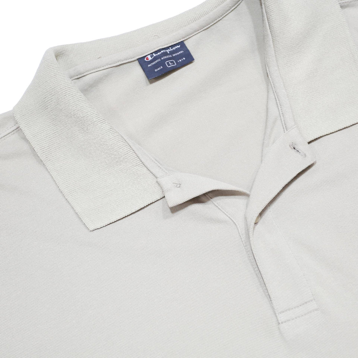 CHAMPION Mens Cream Polo Shirt L Cotton Blend Short Sleeve Basic Casual