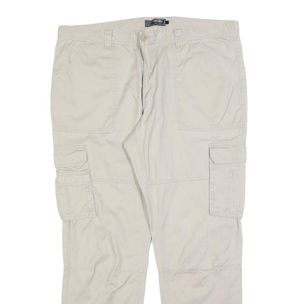 BPC Womens Cotton Blend Cream Regular Straight Trousers W38 L30 Cargo Pockets