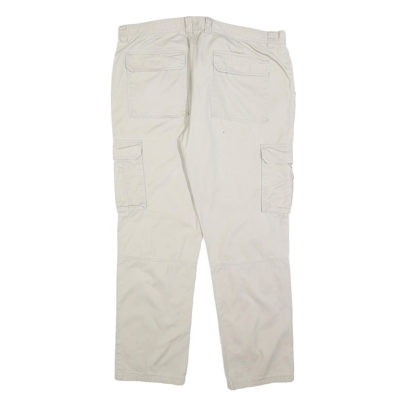 BPC Womens Cotton Blend Cream Regular Straight Trousers W38 L30 Cargo Pockets