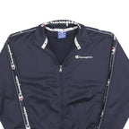 CHAMPION Womens Navy Blue Track Jacket XS Polyester Zip Plain Sporty Casual