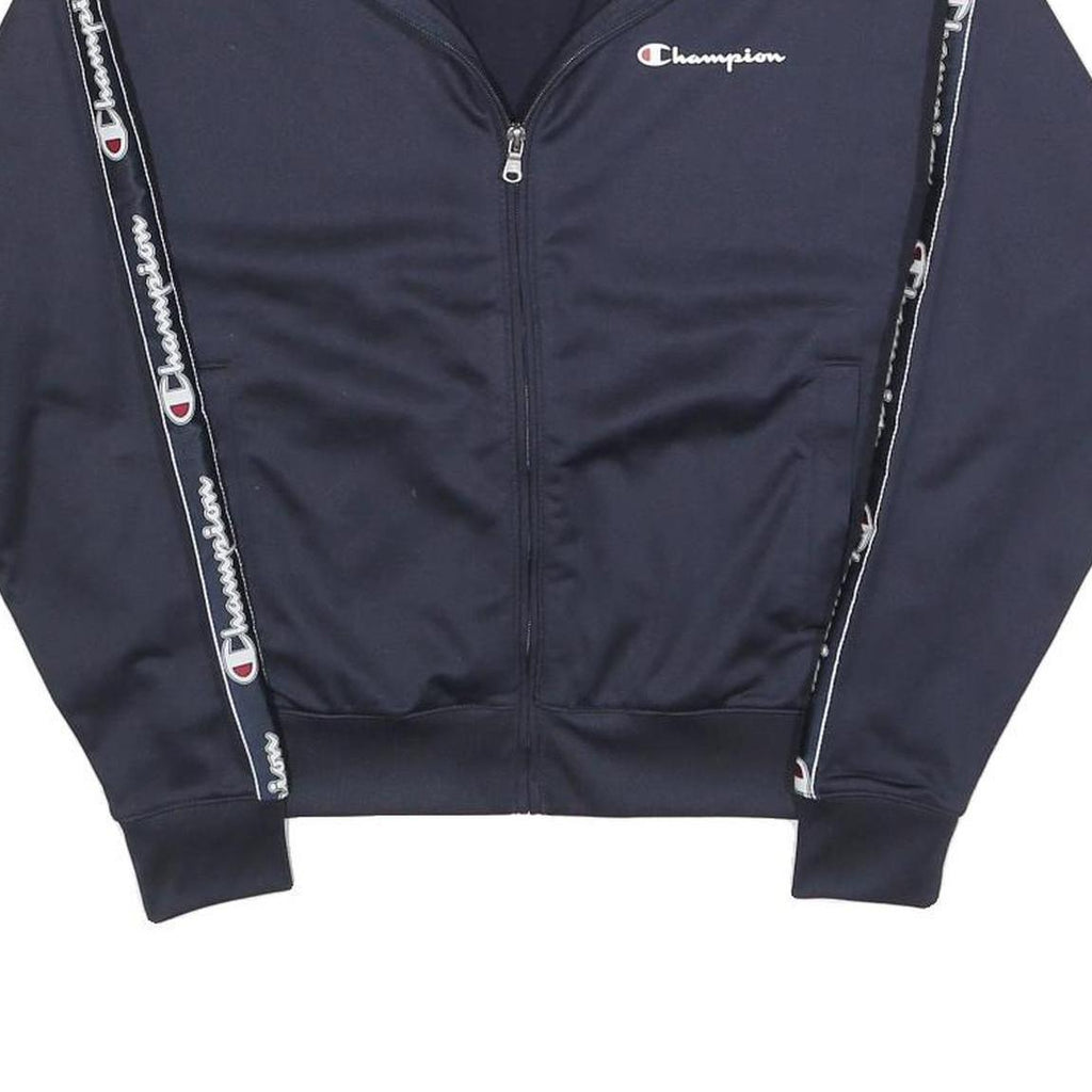 CHAMPION Womens Navy Blue Track Jacket XS Polyester Zip Plain Sporty Casual