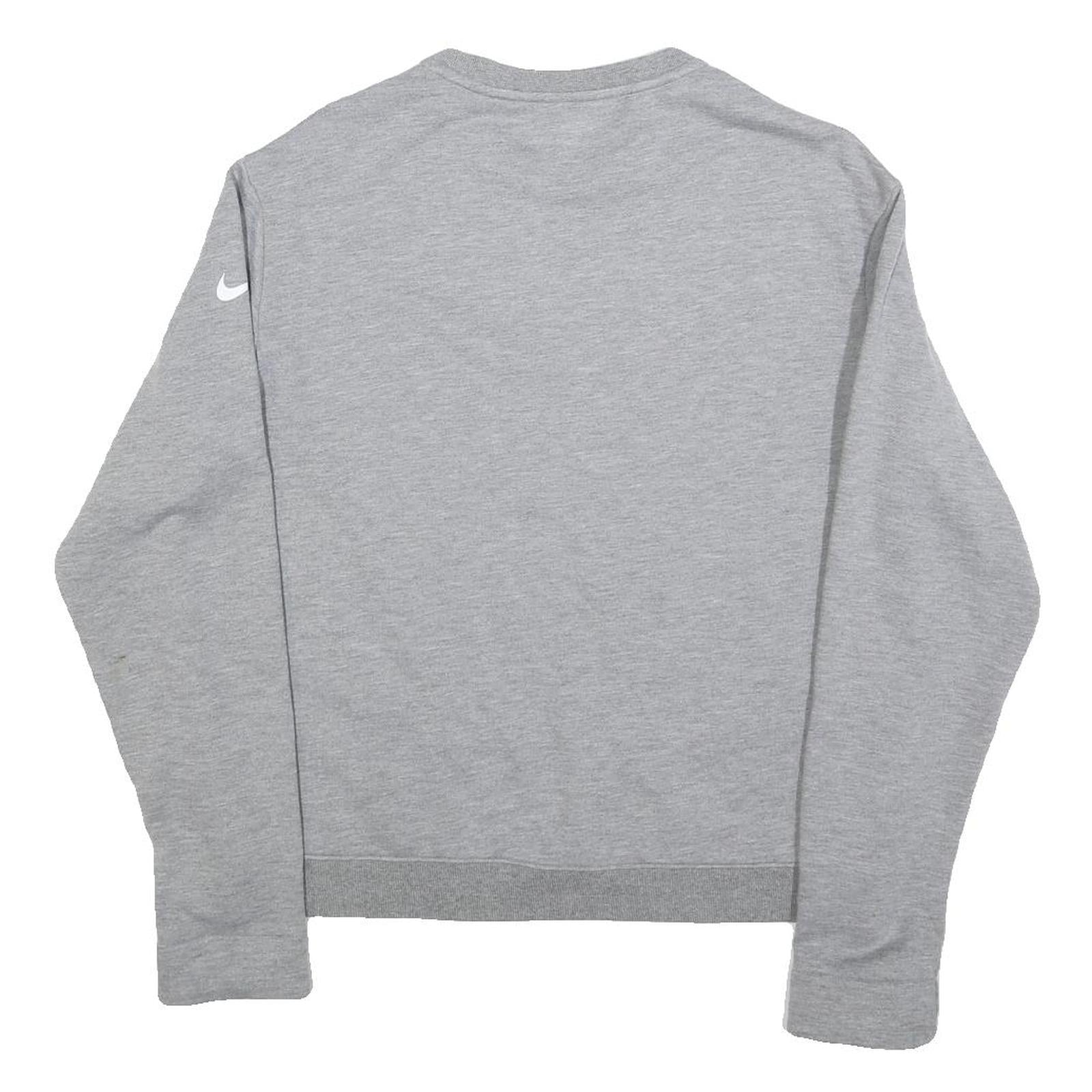 NIKE Womens Grey Crew Neck Sweatshirt M Cotton Blend Athletic Style