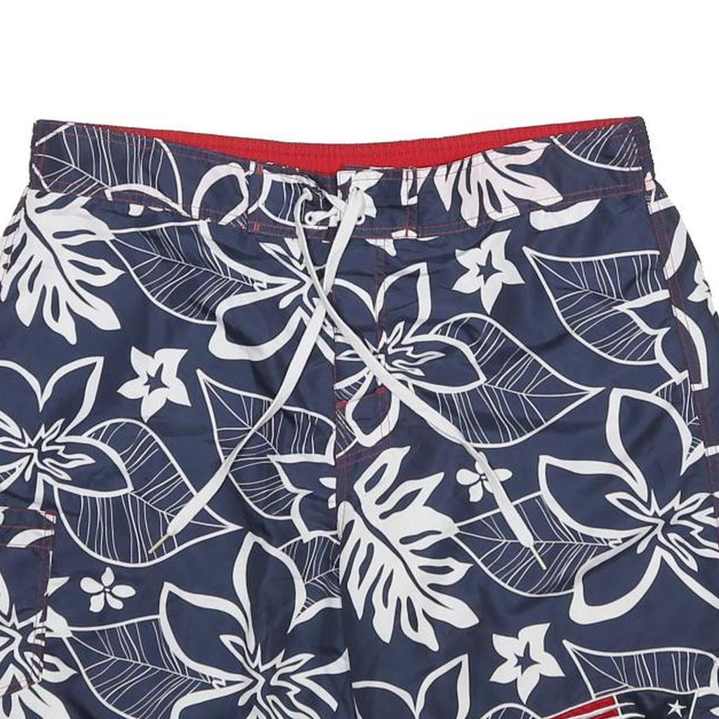 NFL Mens Blue & White Floral Casual Shorts XL W36 Drawstring Pockets