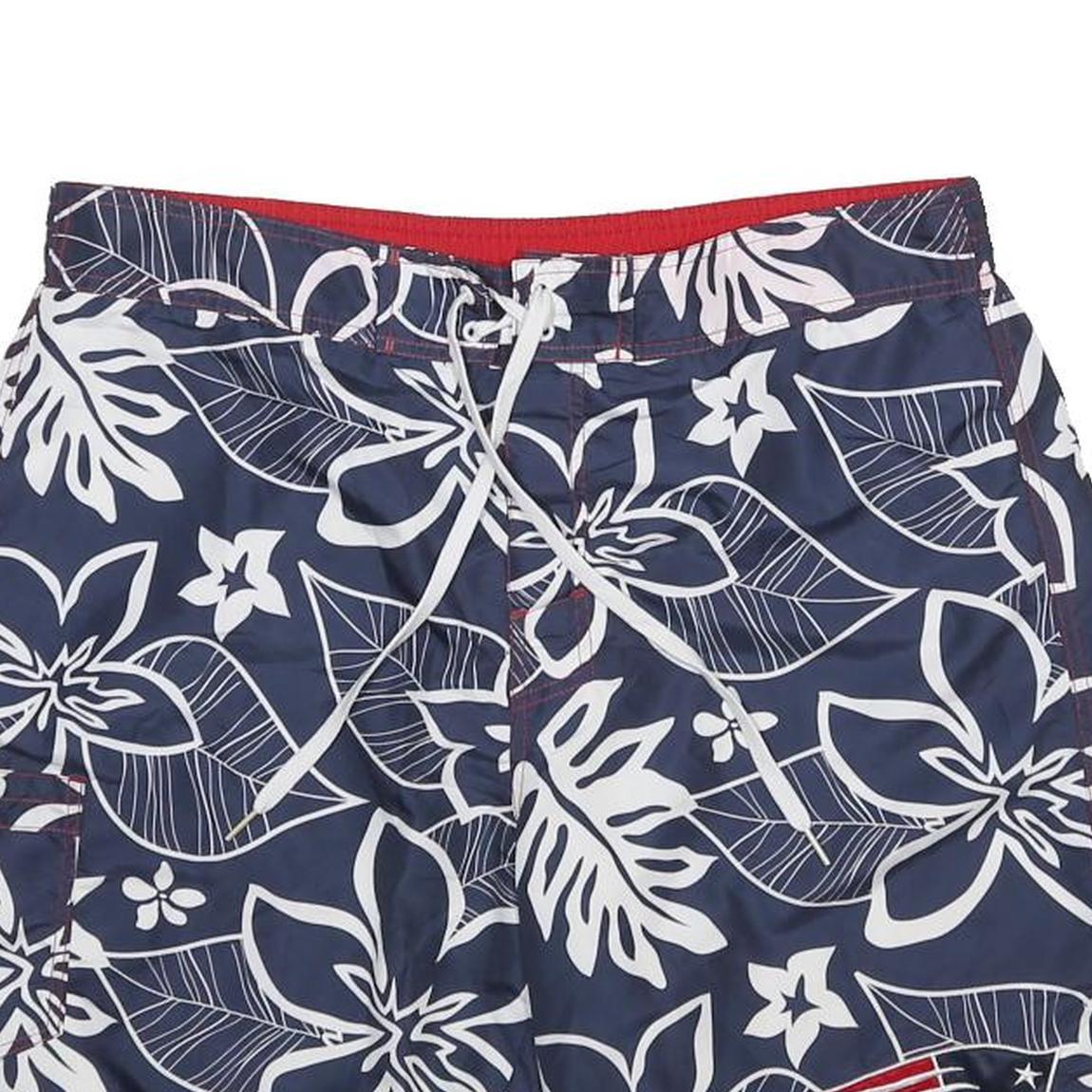 NFL Mens Blue & White Floral Casual Shorts XL W36 Drawstring Pockets