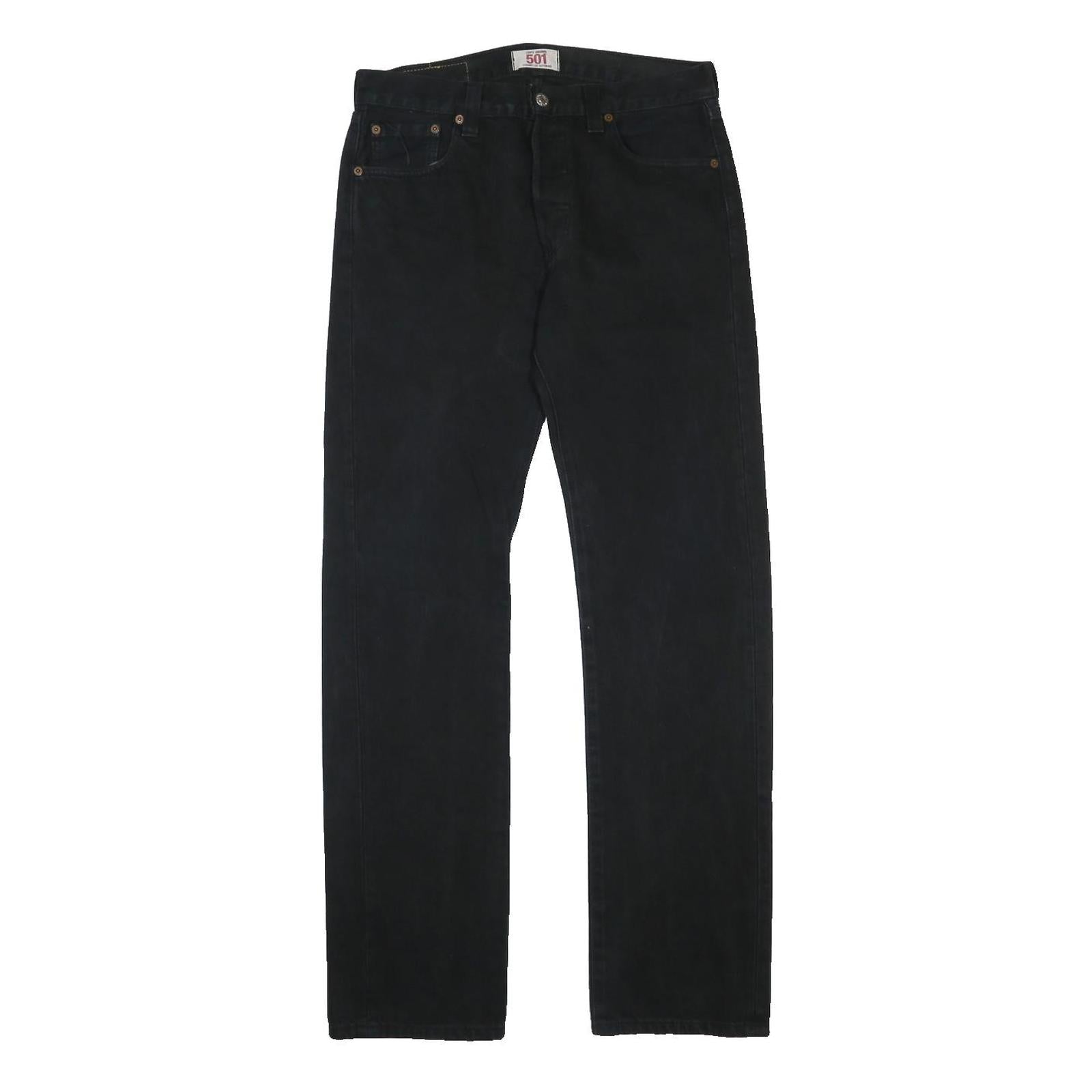 LEVI'S 501 Mens Jeans Black Regular Straight Denim Medium W32 L32 Classic Fit