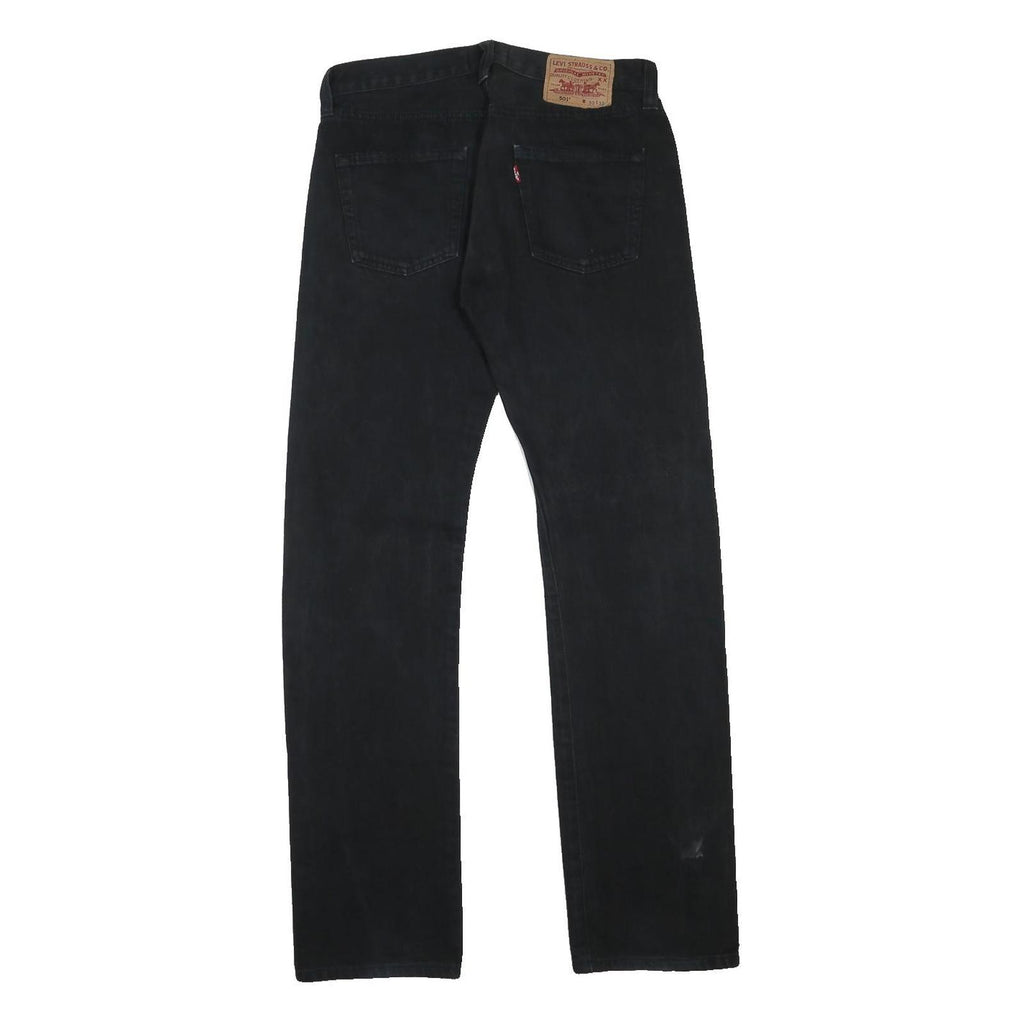 LEVI'S 501 Mens Jeans Black Regular Straight Denim Medium W32 L32 Classic Fit