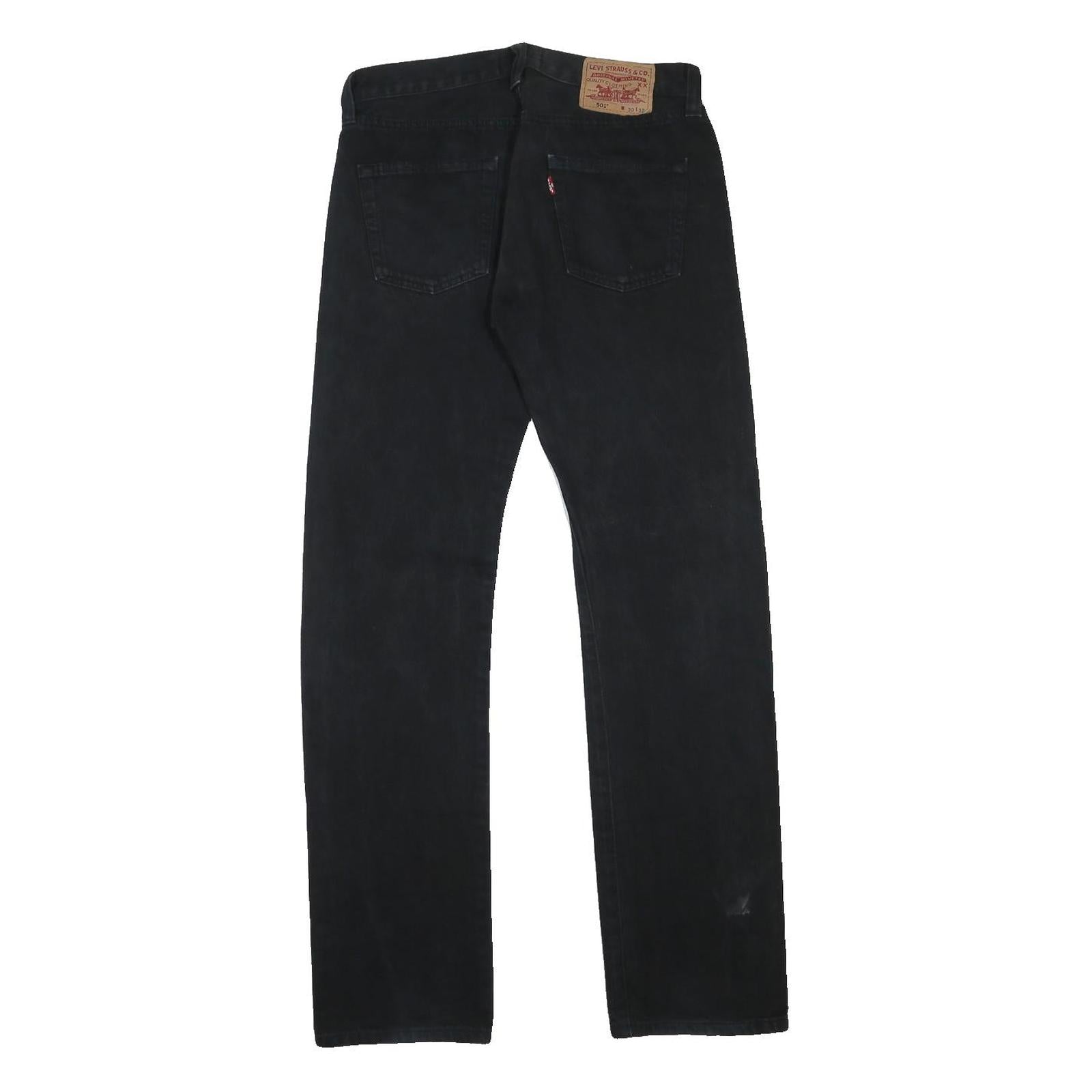 LEVI'S 501 Mens Jeans Black Regular Straight Denim Medium W32 L32 Classic Fit