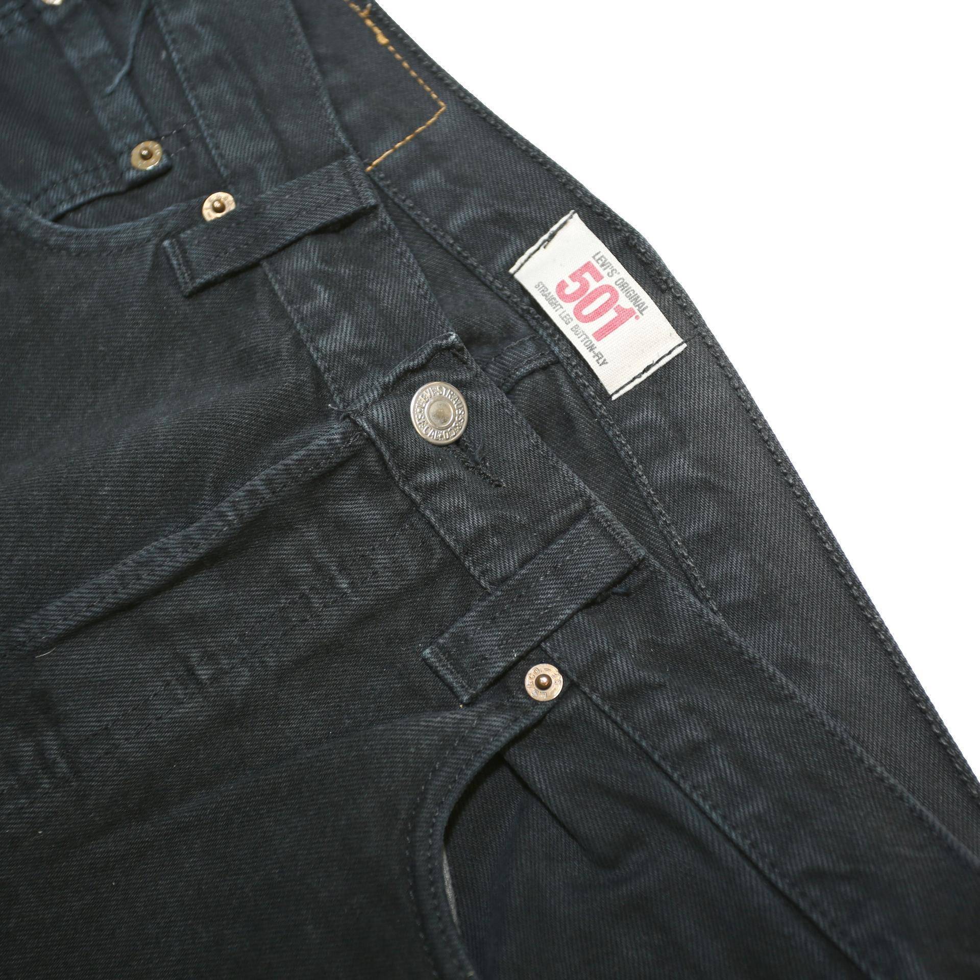 LEVI'S 501 Mens Jeans Black Regular Straight Denim Medium W32 L32 Classic Fit