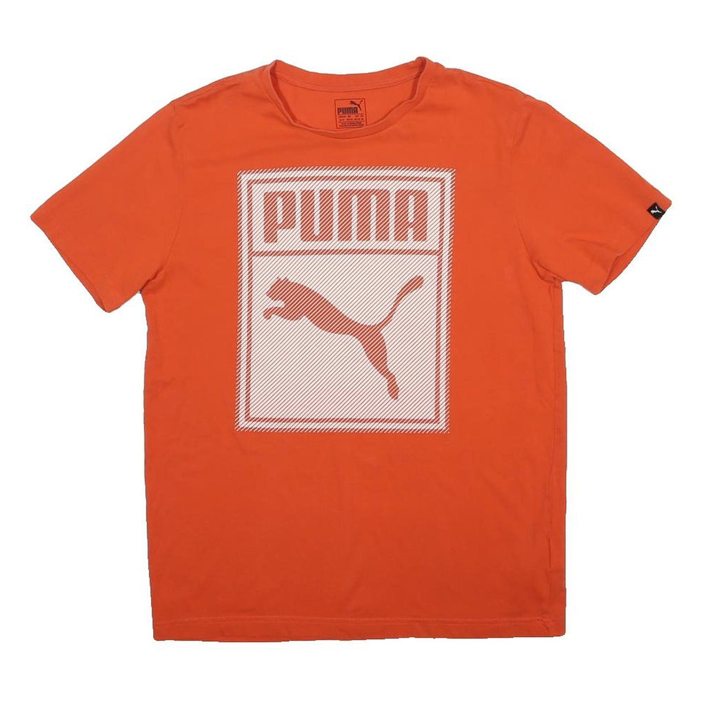 PUMA Mens Orange & White Graphic T-Shirt M Short Sleeve Crew Neck Cotton Blend