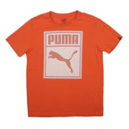 PUMA Mens Orange & White Graphic T-Shirt M Short Sleeve Crew Neck Cotton Blend
