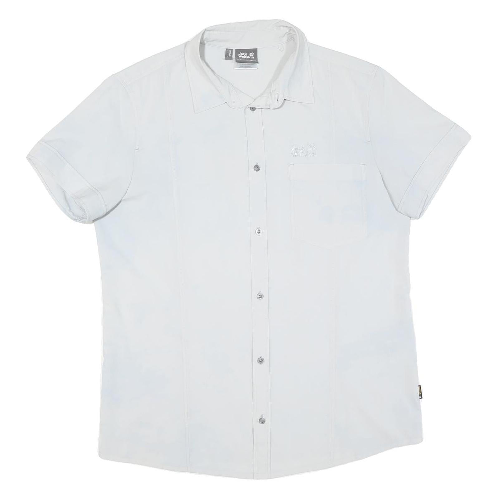 JACK WOLFSKIN Mens White Short Sleeve Shirt L Lightweight Button Casual