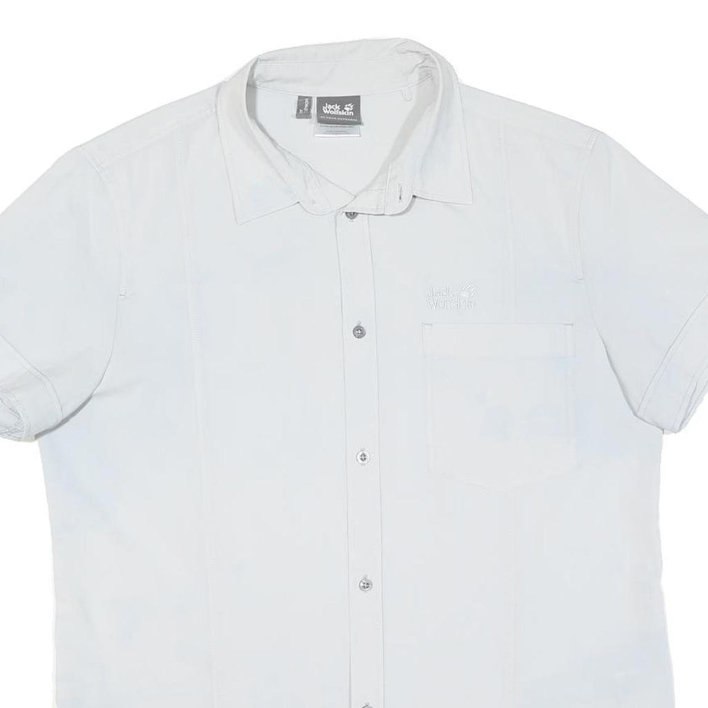 JACK WOLFSKIN Mens White Short Sleeve Shirt L Lightweight Button Casual