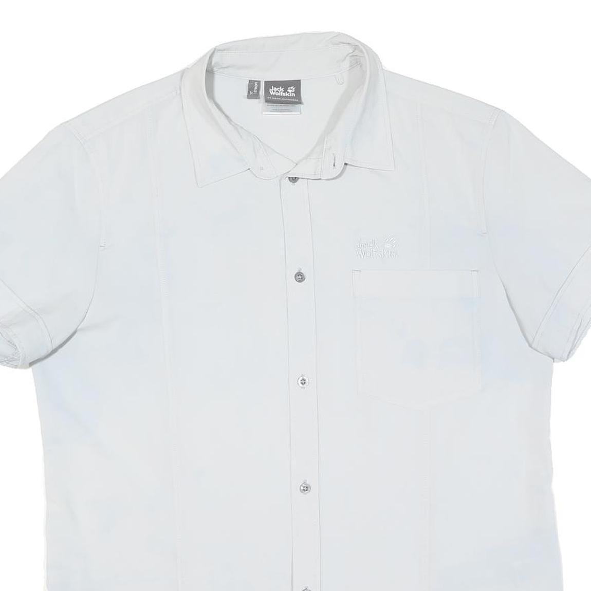 JACK WOLFSKIN Mens White Short Sleeve Shirt L Lightweight Button Casual