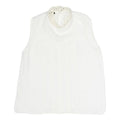 ZARA Womens White Sleeveless Blouse Stand-Up Collar Lace Detail S Summer Top