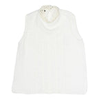ZARA Womens White Sleeveless Blouse Stand-Up Collar Lace Detail S Summer Top