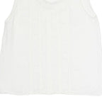 ZARA Womens White Sleeveless Blouse Stand-Up Collar Lace Detail S Summer Top