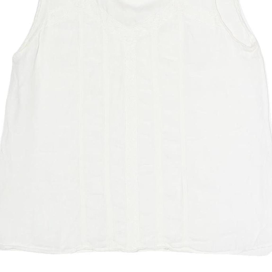 ZARA Womens White Sleeveless Blouse Stand-Up Collar Lace Detail S Summer Top