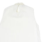 ZARA Womens White Sleeveless Blouse Stand-Up Collar Lace Detail S Summer Top