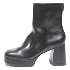 CHARLES & KEITH Womens Platform Ankle Boots Black Leather UK 3 Classic Style
