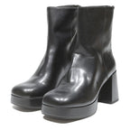 CHARLES & KEITH Womens Platform Ankle Boots Black Leather UK 3 Classic Style