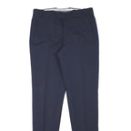 Mens Slim Navy Blue Polyester Blend Trousers W35 L35 Button Closure Formal