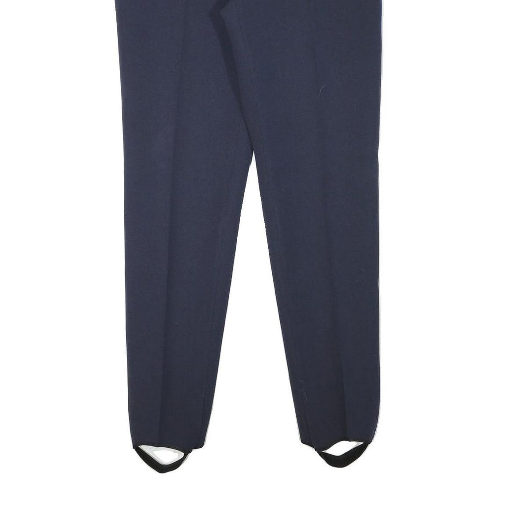 Mens Slim Navy Blue Polyester Blend Trousers W35 L35 Button Closure Formal