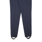 Mens Slim Navy Blue Polyester Blend Trousers W35 L35 Button Closure Formal