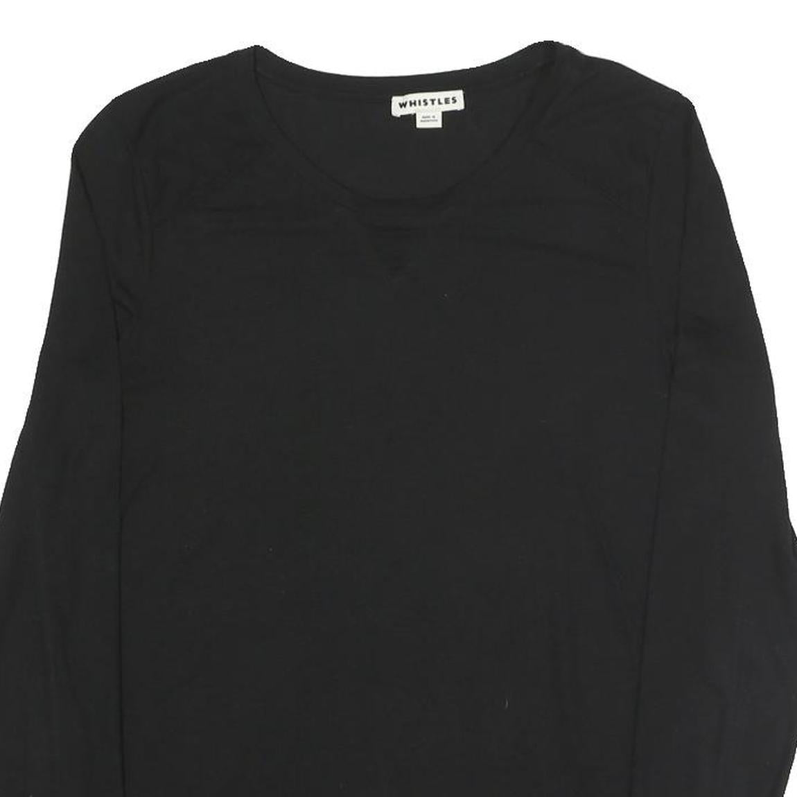 WHISTLES Womens Black Long Sleeve Crew Neck T-Shirt Size S Cotton Blend Simple