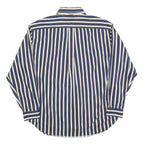TOMMY HILFIGER Mens Blue & Cream Stripe Cotton Shirt L Button-Down Pocket Casual