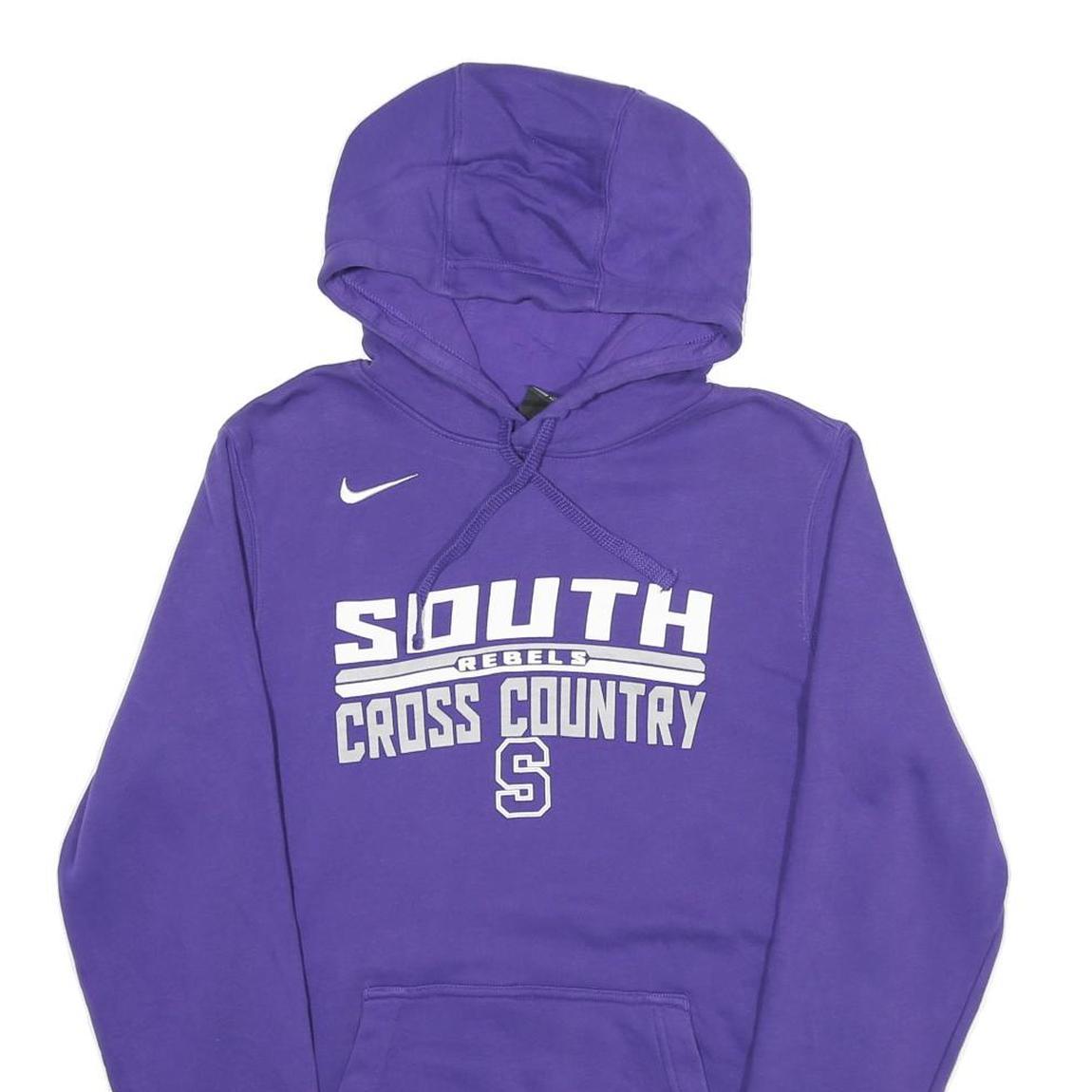 NIKE Mens Purple South Rebels Cross Country Pullover Hoodie S Cotton Blend