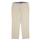 TOMMY HILFIGER Mens Cotton Beige Regular Straight Trousers W34 L30 Casual Smart