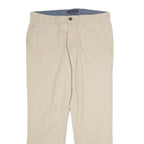 TOMMY HILFIGER Mens Cotton Beige Regular Straight Trousers W34 L30 Casual Smart