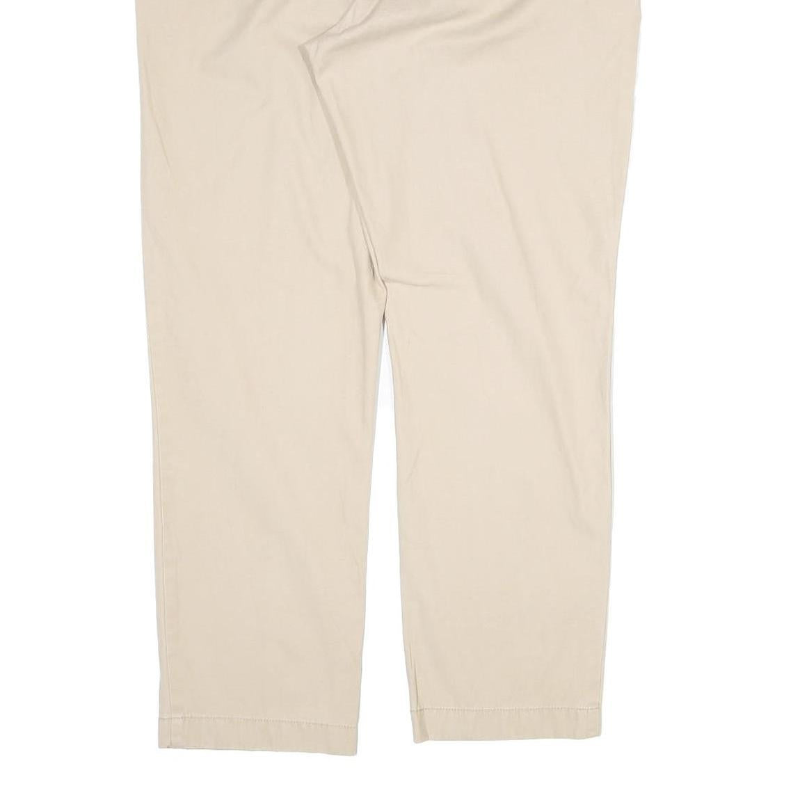 TOMMY HILFIGER Mens Cotton Beige Regular Straight Trousers W34 L30 Casual Smart