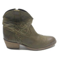 Womens Leather Ankle Boots Olive Green Size UK 6 Stylish Braided Detail