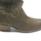 Womens Leather Ankle Boots Olive Green Size UK 6 Stylish Braided Detail