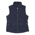 GHBASS Womens Navy Quilted Sleeveless Jacket S Polyester Blend Zip Pockets