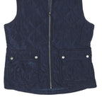 GHBASS Womens Navy Quilted Sleeveless Jacket S Polyester Blend Zip Pockets