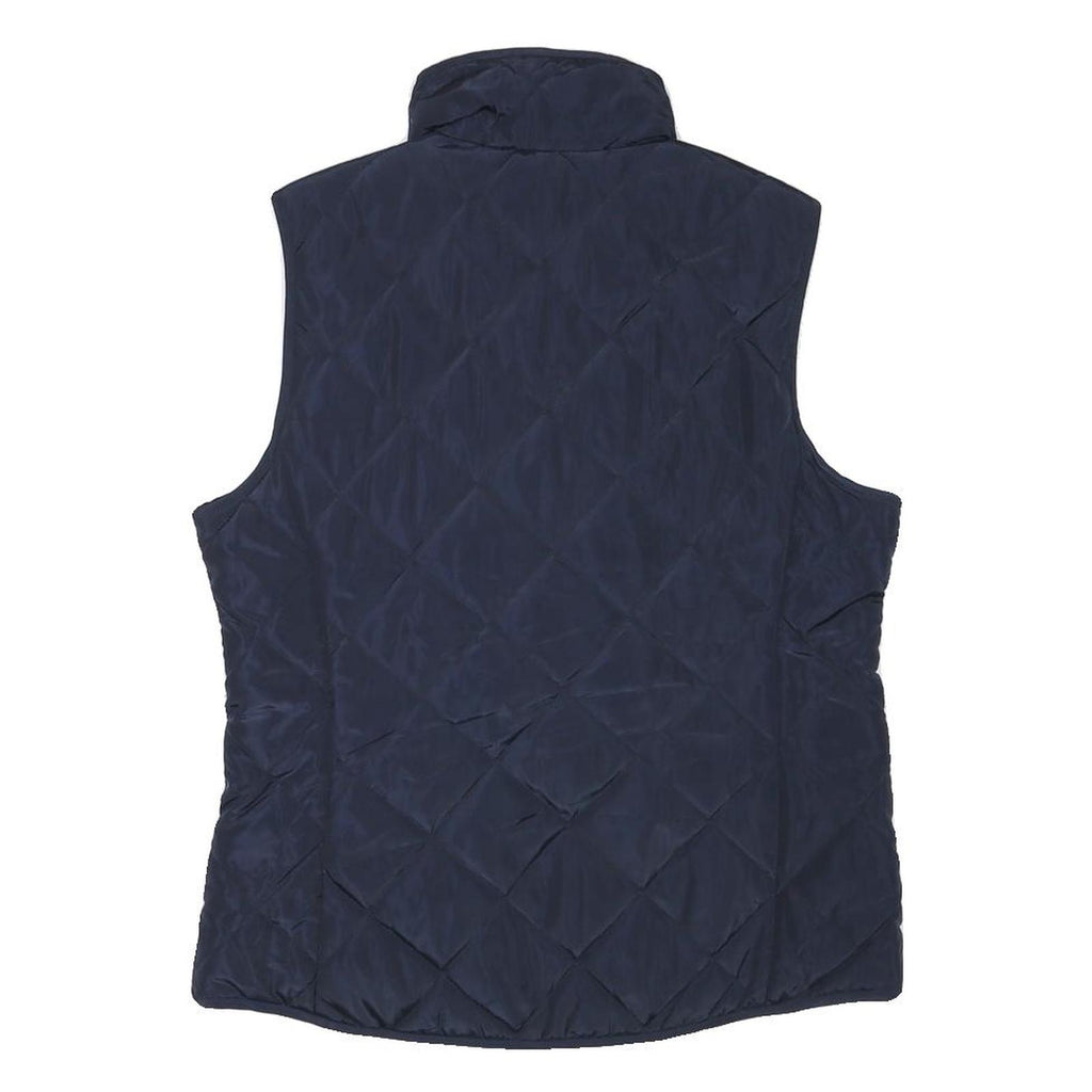 GHBASS Womens Navy Quilted Sleeveless Jacket S Polyester Blend Zip Pockets