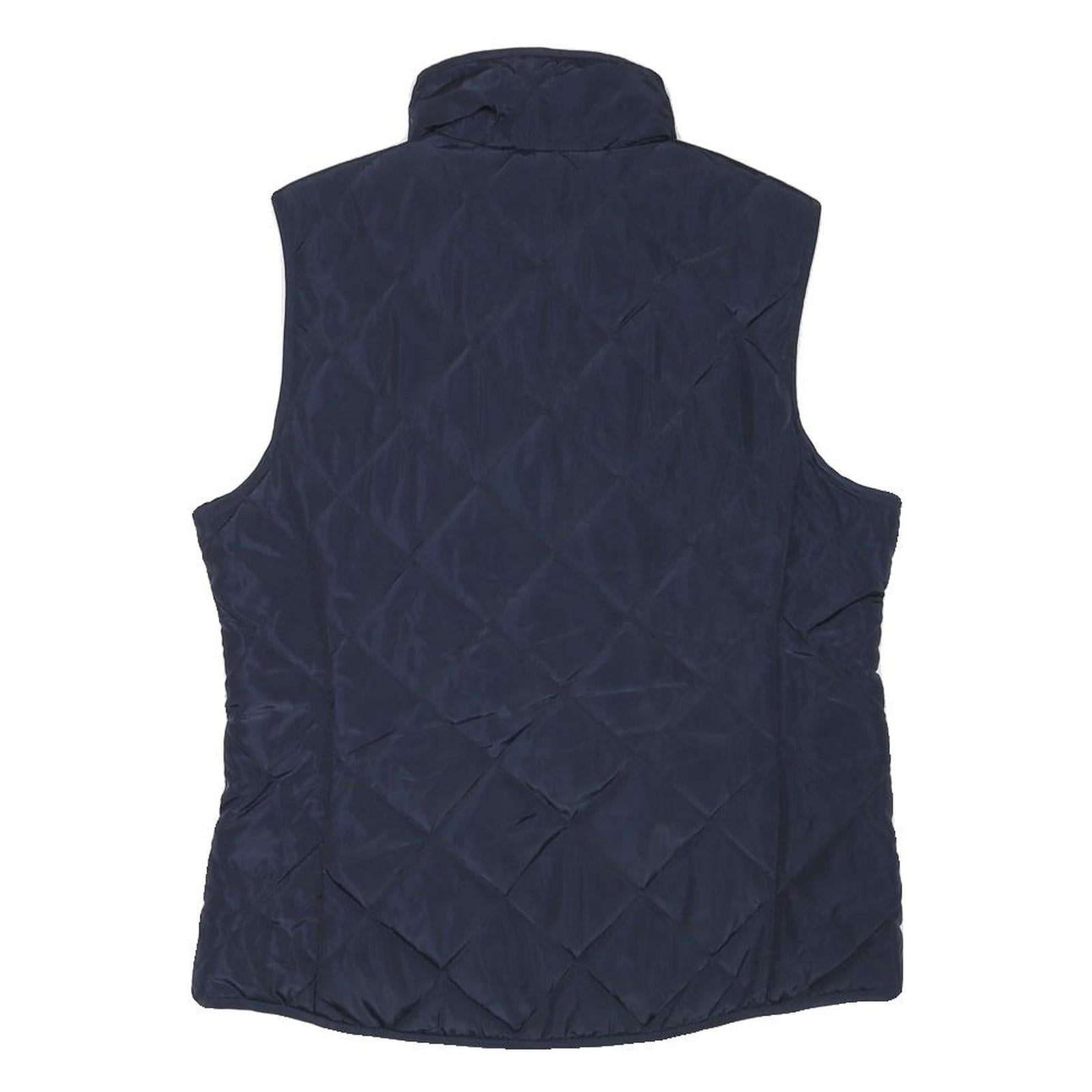 GHBASS Womens Navy Quilted Sleeveless Jacket S Polyester Blend Zip Pockets