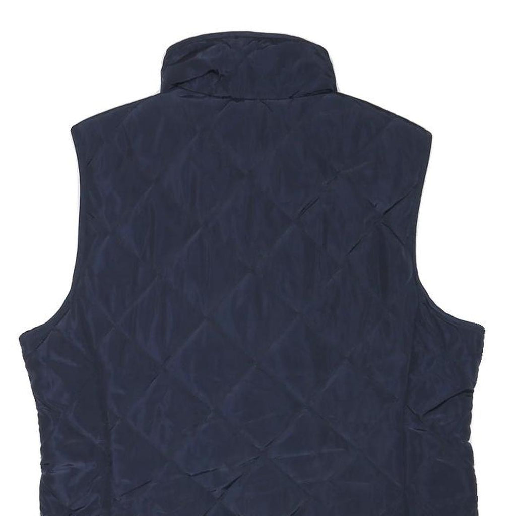 GHBASS Womens Navy Quilted Sleeveless Jacket S Polyester Blend Zip Pockets