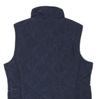GHBASS Womens Navy Quilted Sleeveless Jacket S Polyester Blend Zip Pockets