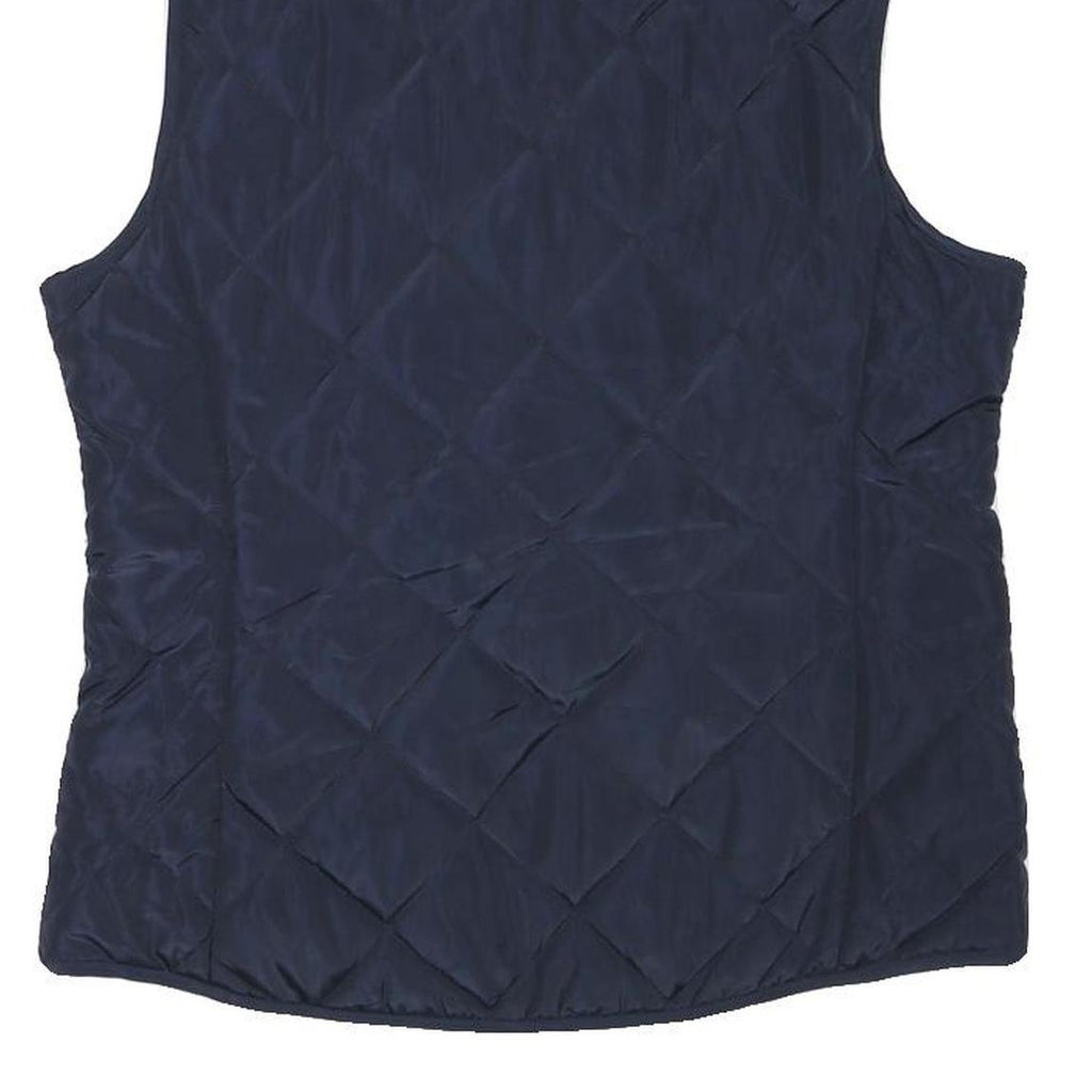 GHBASS Womens Navy Quilted Sleeveless Jacket S Polyester Blend Zip Pockets