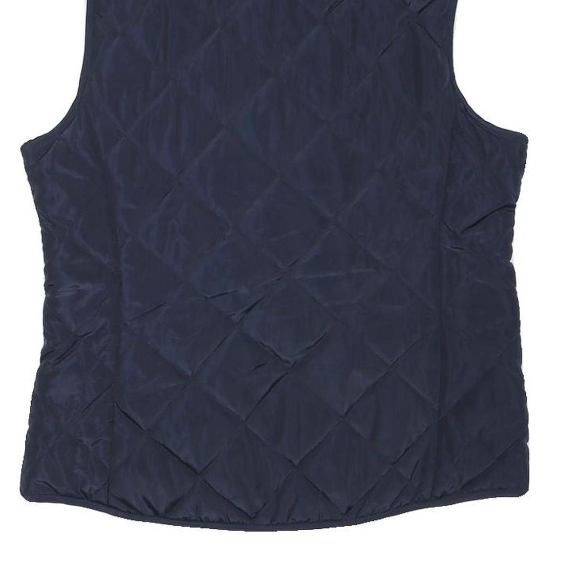 GHBASS Womens Navy Quilted Sleeveless Jacket S Polyester Blend Zip Pockets