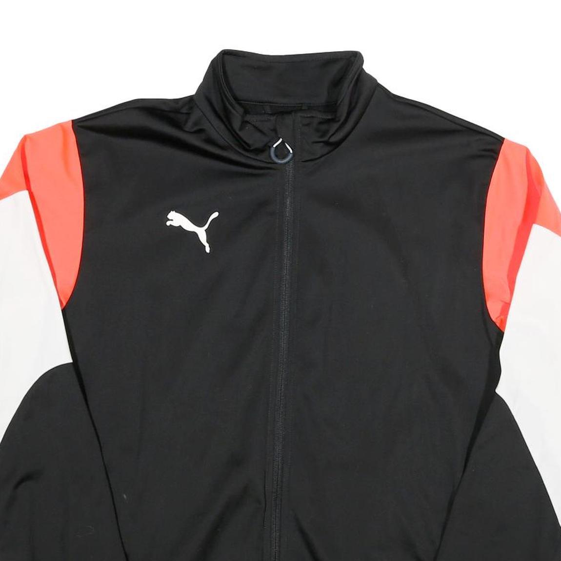 PUMA Mens Black Red & White Sports Track Jacket S Polyester Zip Plain