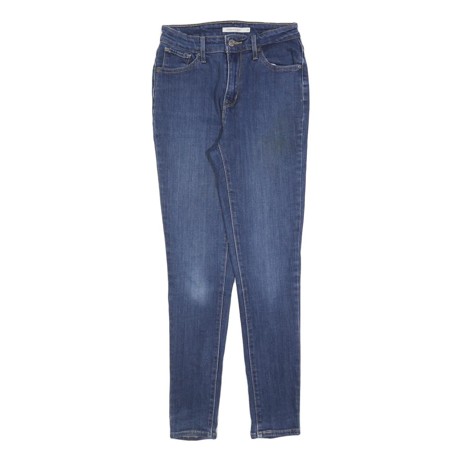 LEVI'S 721 Womens Slim Blue Denim Jeans W26 L28 Cotton Blend Zip