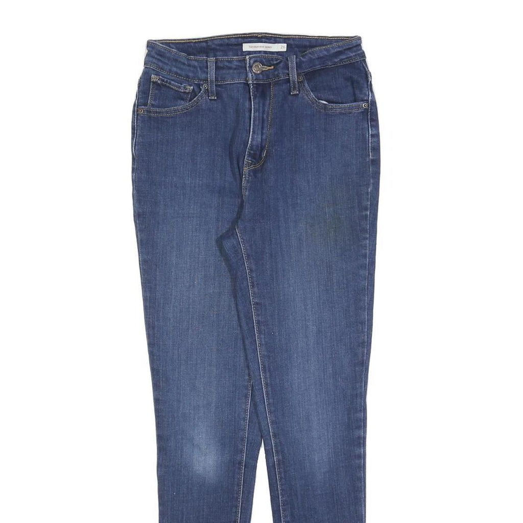 LEVI'S 721 Womens Slim Blue Denim Jeans W26 L28 Cotton Blend Zip