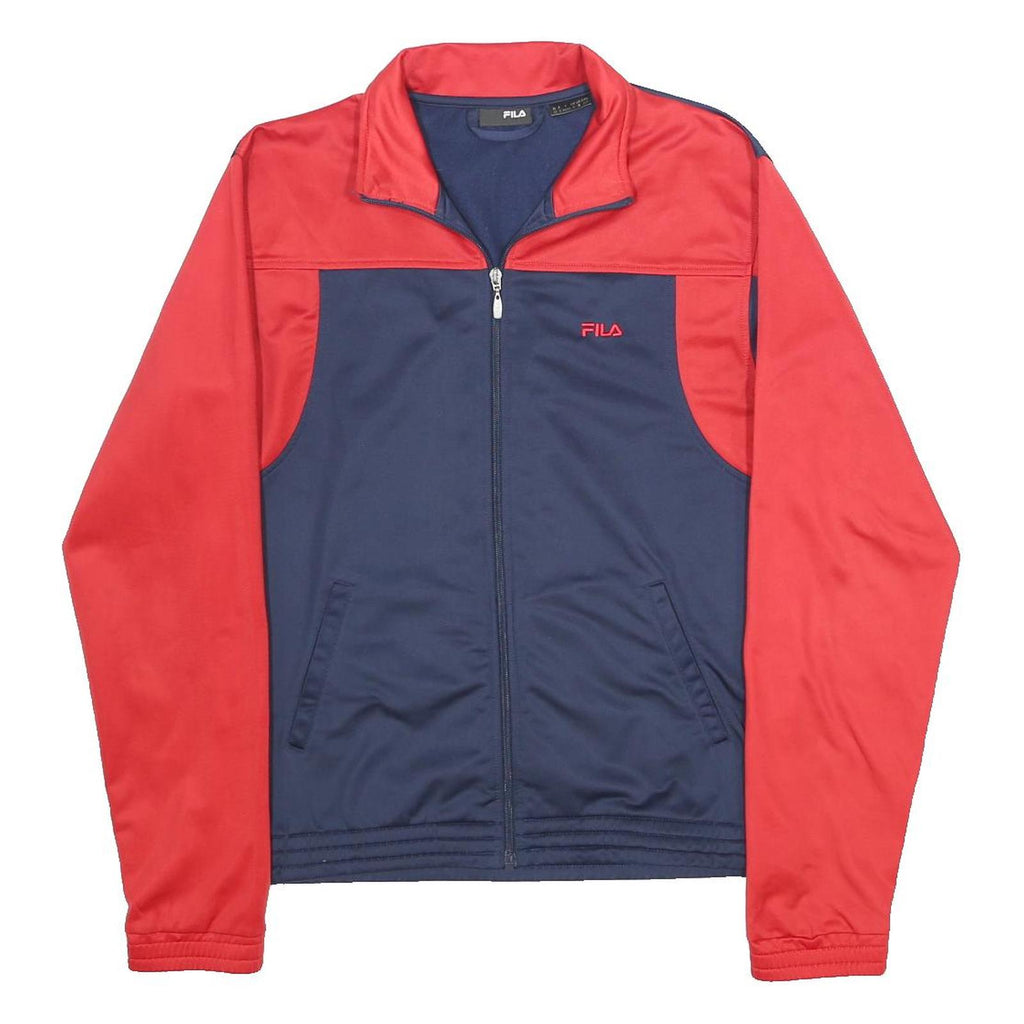 FILA Mens Red & Blue Track Jacket S Polyester Zip Plain Sportswear Retro