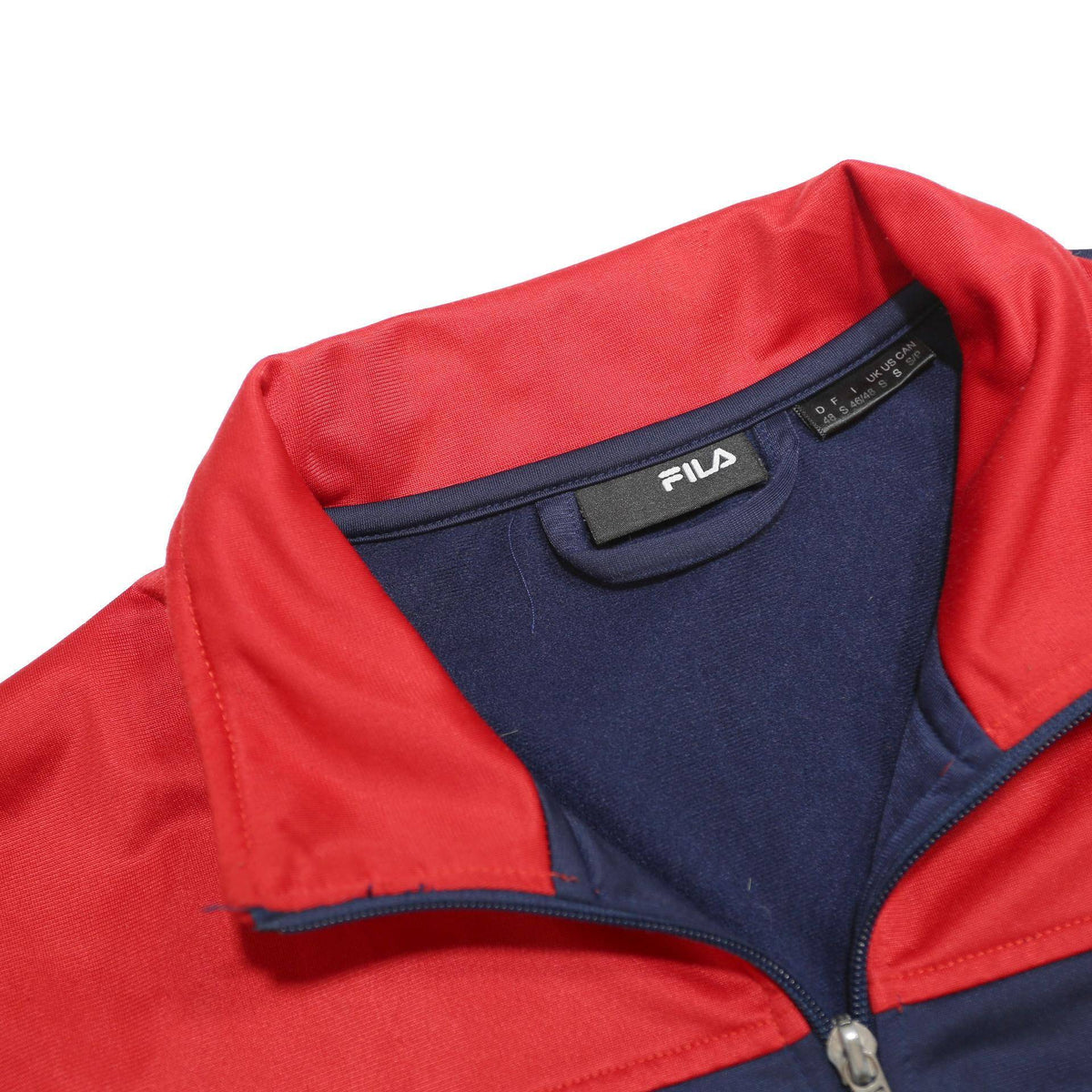 FILA Mens Red & Blue Track Jacket S Polyester Zip Plain Sportswear Retro