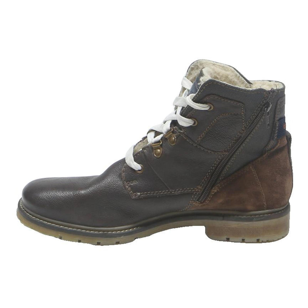 BUGATTI Mens Leather Brown Ankle Boots UK 9 Casual Lace-Up Winter Zip
