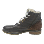 BUGATTI Mens Leather Brown Ankle Boots UK 9 Casual Lace-Up Winter Zip